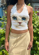 D&G Cat Print Halter Top (XS/S)
