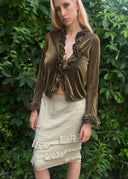 Gucci FW 2000 Metallic Ruffle Blouse (S/M)
