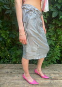 90s Prada Silk Cargo Midi Skirt (M/L)