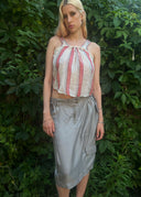 90s Prada Silk Cargo Midi Skirt (M/L)