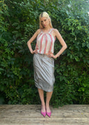 90s Prada Silk Cargo Midi Skirt (M/L)