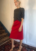 Prada 1990s Red Satin Skirt (XS/S)