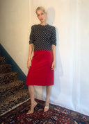 Prada 1990s Red Satin Skirt (XS/S)