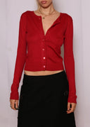 Agnes B Silk Cashmere Red Cardigan (XS/S)
