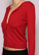 Agnes B Silk Cashmere Red Cardigan (XS/S)