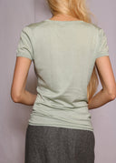 Theory Deep V Silk Knit Tee (S)