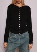 Agnes B Black Snap Cardigan (S/M)