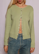 Agnes B Green Snap Cardigan (S/M)