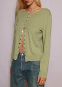 Agnes B Green Snap Cardigan (S/M)