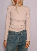 Agnes B Pearl Snap Cardigan (XS/S)