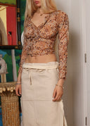 Prada Y2K Silk Print Blouse (XS)