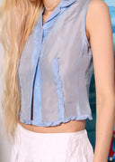 Miu Miu 1990s Blue Ruffle Top (S/M)