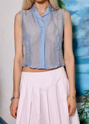 Miu Miu 1990s Blue Ruffle Top (S/M)