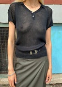 Prada 1990s Silk Knit Belted Tee (S/M/L)