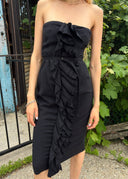 Ter et Bantine Strapless Cotton Ruffle Dress (S/M)