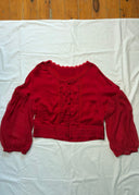 Sunao Kuwahara Red Silk Blouse (S/M)