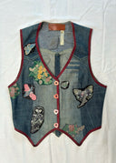 1970s Roberto Cavalli Denim and Leather Vest (XS/S)