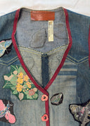 1970s Roberto Cavalli Denim and Leather Vest (XS/S)