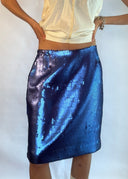 Vintage Krizia Blue Sequin Skirt (S/M)