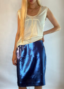 Vintage Krizia Blue Sequin Skirt (S/M)