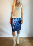 Vintage Krizia Blue Sequin Skirt (S/M)